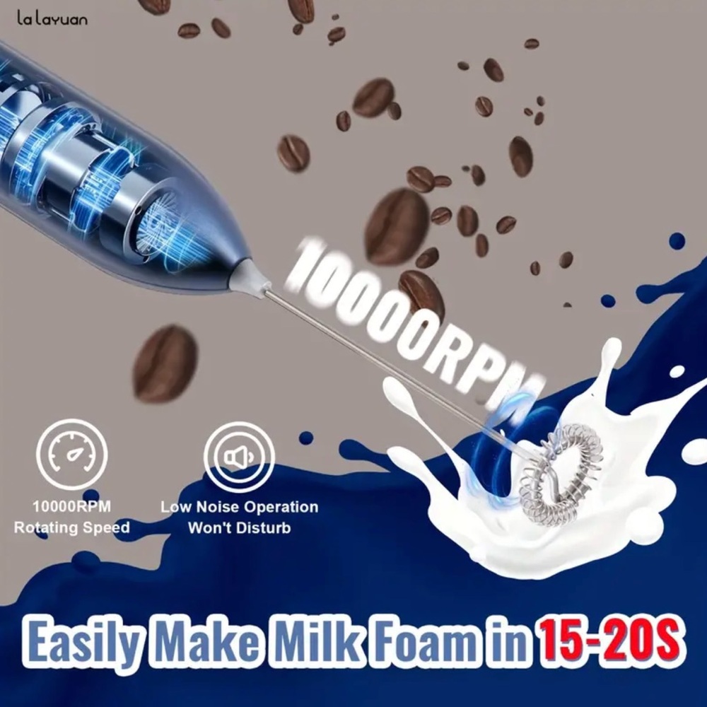 Lalayuan Powerful Electric Milk Frother, Color White - Picture 3 of 9